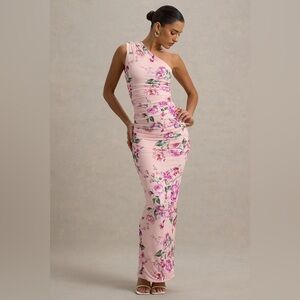 Club L London DALARIE
Pink Floral Print One-Shoulder Gathered Maxi
Dress
